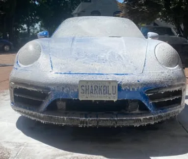 Snow foam wash on a Porsche 911
